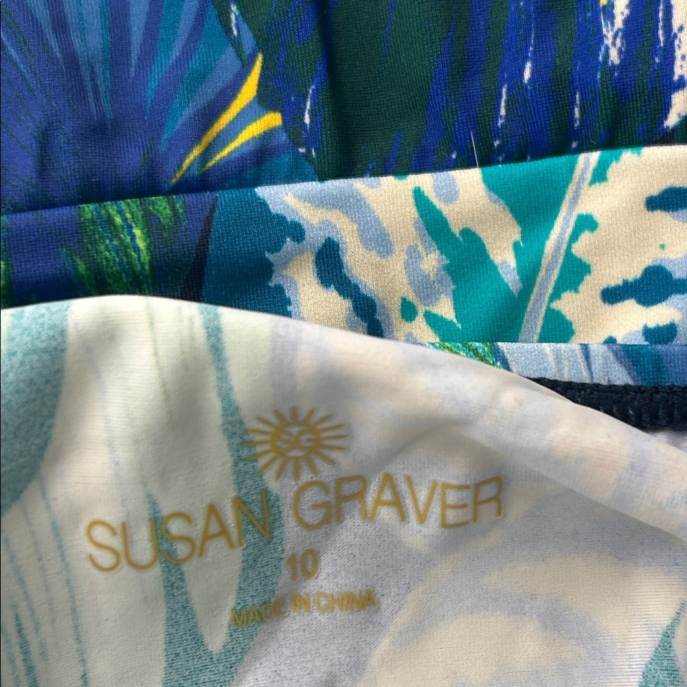 Susan Graver Soleil Swim Dress V-Neck Colorblock Navy Rio Tropical Size 10 New - Picture 6 of 10